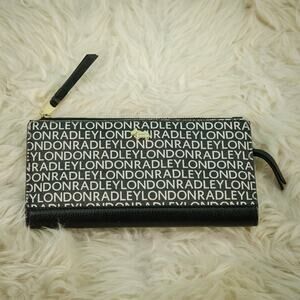 Radley London BiFold Signature Logo Matinee Black White Leather Zip Snap Wallet